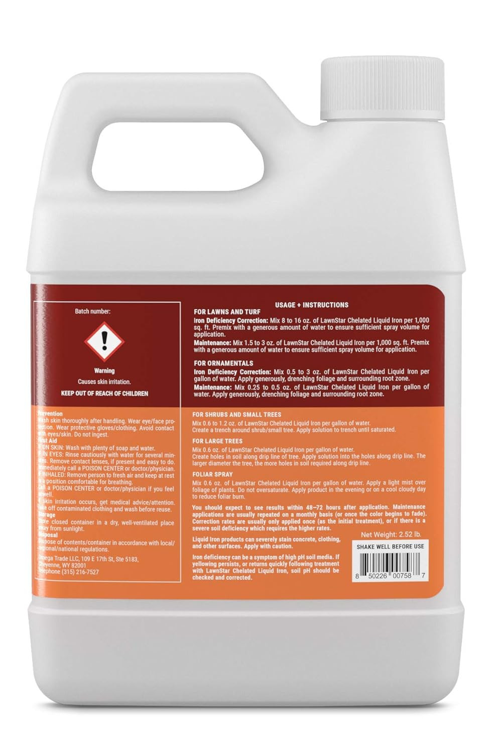 Liquid Iron (32 OZ) for Plants - Multi-Purpose, Suitable for Lawn, Flowers, Shru