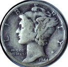 1944 P MERCURY DIME - 90% SILVER - 17.9 mm - 2.50 g - DM 033