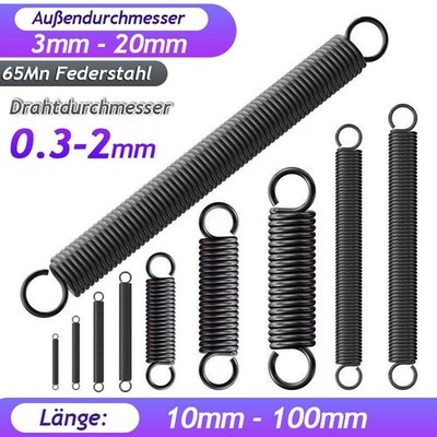 Zugfeder mit Haken Zugfedern Feder Federstahl Drahtdurchmesser 0,3mm bis 2mm