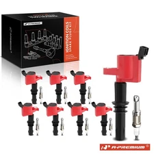 A-Premium 8x Red Ignition Coil & 8x Platinum Spark Plug Kit for Ford F-150 04-07