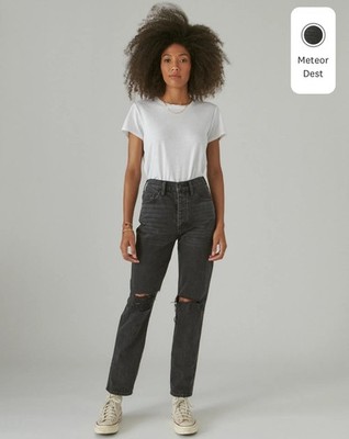 Lucky Brand High Rise Drew Mom Taper Jeans In Meteor Dest Sz 4/27 Ankle NWT $129