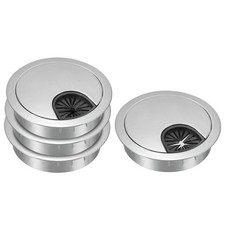 4Pcs Desk Cable Hole Cover,Zinc Alloy Cord Raceway 53mm,Bright Silver 