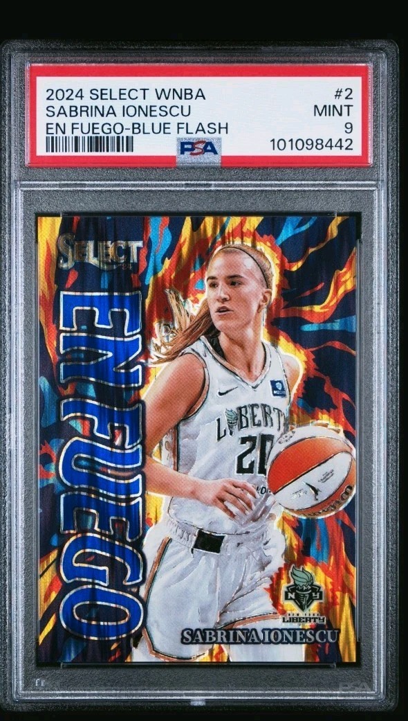 2024 Select WNBA - En Fuego Sabrina Ionescu #2 Blue Flash Prizm /99 PSA 9 22A