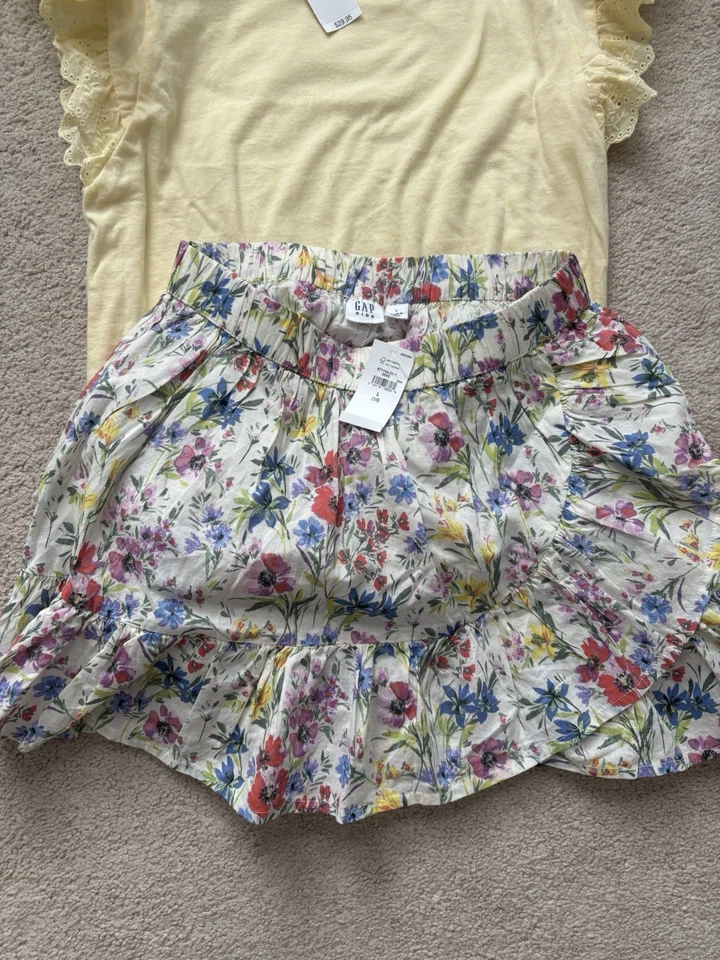 Conjunto de camisa e saia infantil Gap tamanho L/10 novo com etiquetas - Imagem 3 de 4