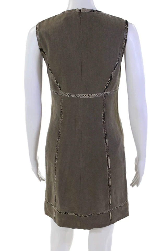 Vestido Michael Kors Mujer Estampado Animal Cuello Redondo Sin Mangas Taupe Talla 2 Foto 3 de 4