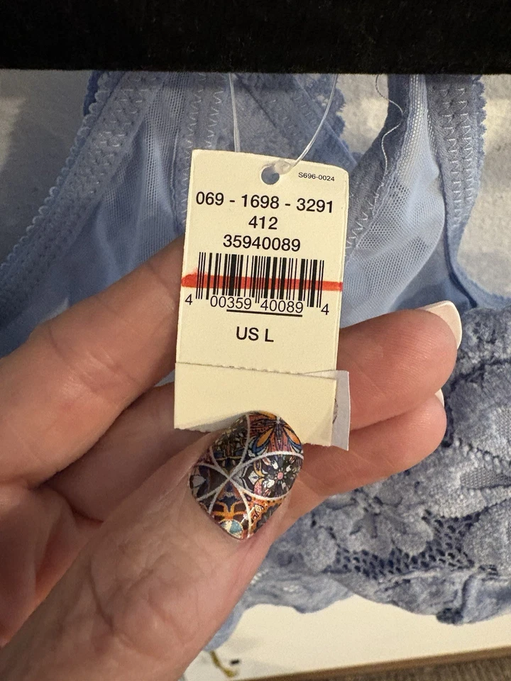 Lote de 3 Bralette Aerie Old Azul Marino Acolchado de Encaje en AZUL y Negro Talla Grande L Nuevo Foto 2 de 4