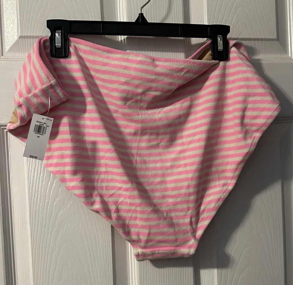 Женские 4 x бикини комплект махровая текстура розовый и белый полоски от старый темно-синий - Изображение 4 из 4