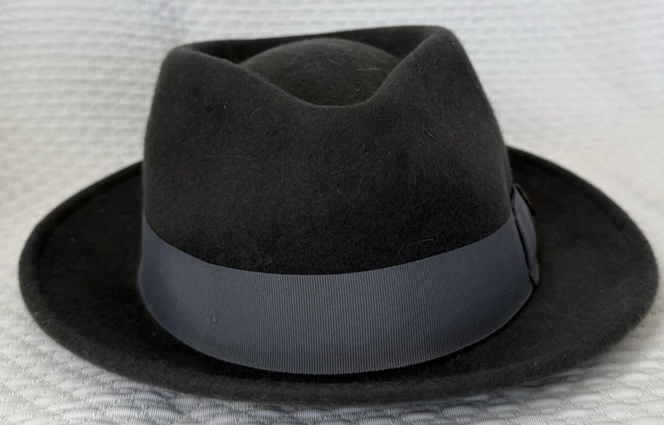 Goorin Bros Charcoal Gray Wool Fedora Hat W Gray Band X-Large 2.25" Stiff Brim - Image 3 of 4
