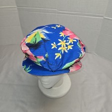 Floral Print Newsboy Cap Hat Blue One Size Blank