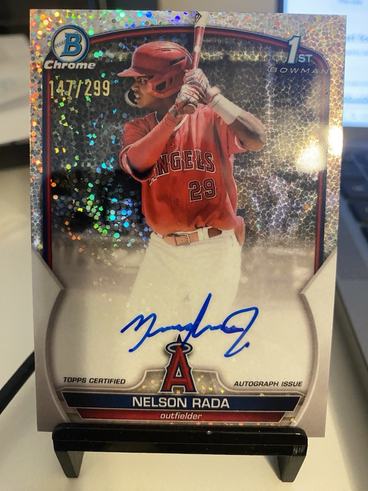 2023 Bowman Nelson Rada Chrome Auto Speckle Refractor 1st #/299 Angels
