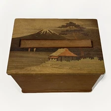 Art Deco Cigarette Dispenser Box Japanese Pre-War Marquetry Inlaid Pop Up