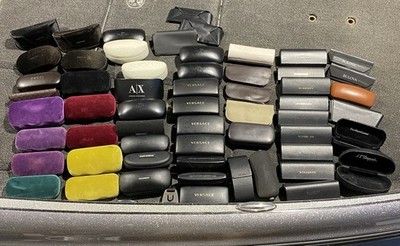 Lot of 59 Designer Sunglass Cases  Gucci Burberry- Versace Prada Chanel Tom Ford