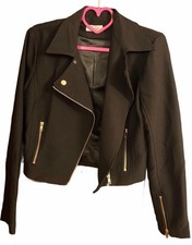 Lumi r by Bariano Black Cropped Moto Jacket with Zip Details - Size S