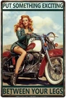 Motorcycle Lady Metal Tin Signs Pinup Girl Vintage Plaque Wall Art 8x12