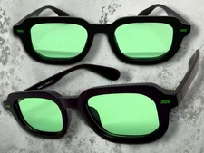 Classic Elegant Vintage Retro Hardcore Biker SUNGLASSES Black Frame Green Lens