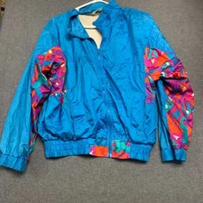 Southern Active Men's Jacket Size S Blue Neon Abstract Art Print Windbreaker
