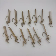 27 Vintage 4-Prong Pinch Pleat Drapery Curtain Metal Hooks Locking 3.5” Lot Gold