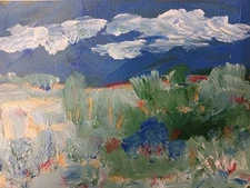 original art paintings Acrylic Paper Abstract 6"x9" Clouds Over The Valley LS