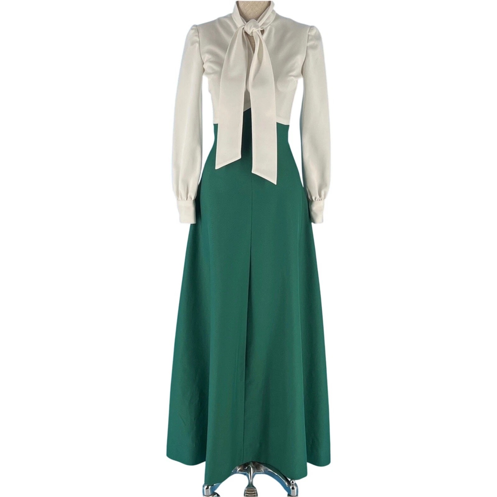 70s polyester handmade full length dress 1970s vintage