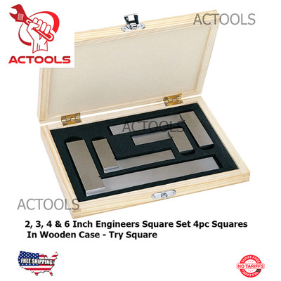 Precision Steel Hardened Square 4Pcs  Set Ground Machinist Tool 2'' 3'' 4'' 6'' USA