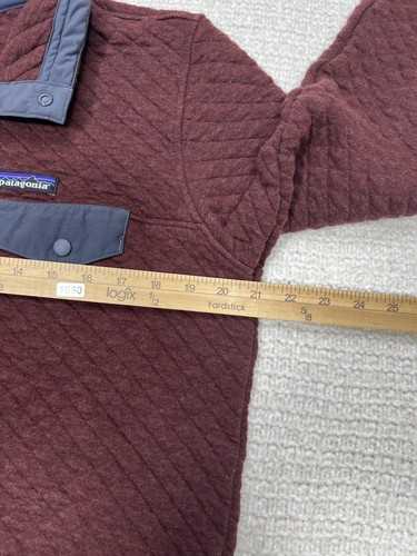 Patagonia Pullover Sweater Mens Large Maroon Organic Cotton Diamond Quilt Pocket - Picture 5 of 8