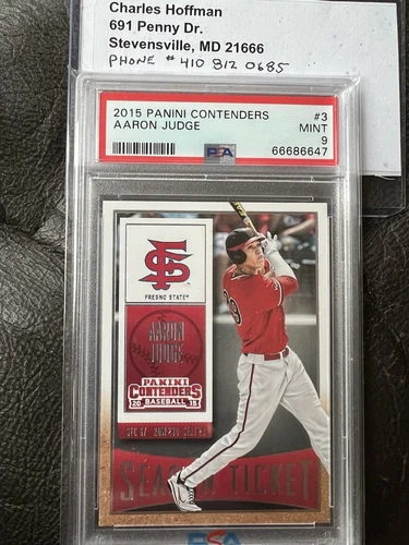 Aaron Judge 2015 Panini Contenders "Season Ticket" Rookie #3  PSA 9 Mint Yankees