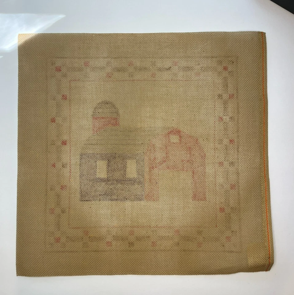 RED & BROWN BARN - HANDPAINTED NEEDLEPOINT CANVAS BY ANN - VINTAGE - Image 4 of 4