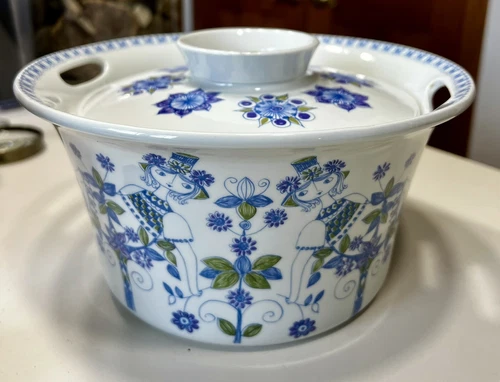 Figgjo Flint Lotte Turi Design Norway Blue Porcelain Casserole Lid Silkscreen