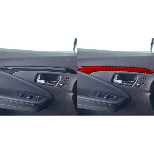 Cubierta de panel de puerta delantera de fibra de carbono roja 4 piezas para Honda Ridgeline Passport Pilot - Imagen 6 de 14