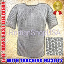 ALUMINIUM CHAIN MAIL SHIRT BUTTED CHAINMAIL HAUBERGEON MEDIEVAL COSTUME ARMOUR