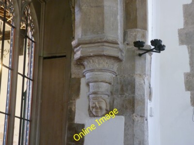 Foto 6x4 Kirche Unserer Lieben Frau von Egmanton, Egmanton geschnitztes Gesicht auf der Nor c2014