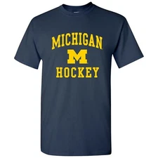 University of Michigan Wolverines Arch Logo Hockey T Shirt - Navy