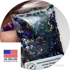 1 TBSP Solvent Resistant HOLOGRAPHIC BLACK ARROW Shape Glitter Epoxy US Seller