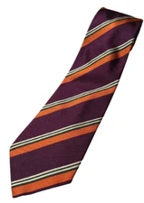 Vintage MARK CROSS Italian Silk Ribbed Texture Wine Repp Striped Necktie  