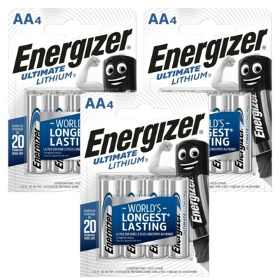 12 x Energizer Ultimate Lithium AA Mignon Batterien FR6 L91 1,5V