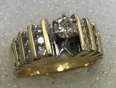 14 karat diamond engagement ring - 14K solid gold round diamond ...