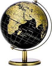 Exerz Educational Swivel World Globe Dia 14CM Bronze Arc and Base Black & Golden