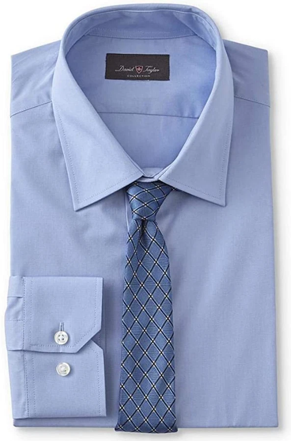 David Taylor Blue Long Sleeve Dress Shirts for Men for sale | eBay