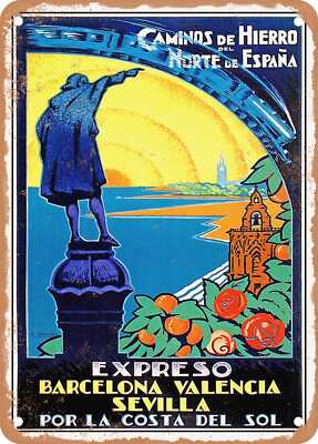 METAL SIGN - 1929 Northern Spanish Railways Express Vintage Ad