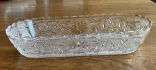 INDIANA SANDWICH GLASS CELERY DISH - 10" OVAL SERVING BOWL CLEAR VINTAGE