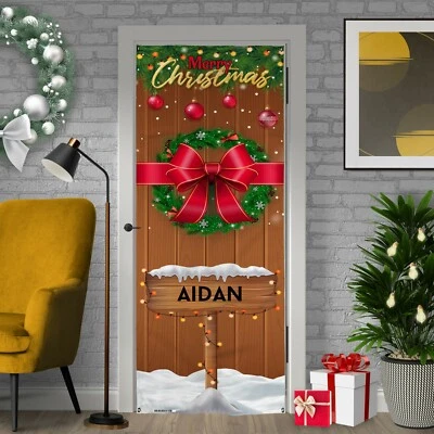 Décoration De Noël - Couronne De Porte - Bannière De Porte De Noël Personnalisée - Photo 1/2