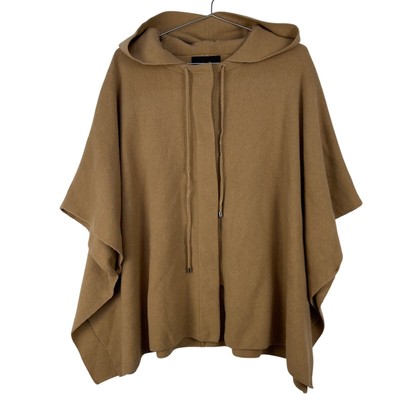 Massimo Dutti Poncho Womens XS Tan Wool Cashmere Oversized Hooded