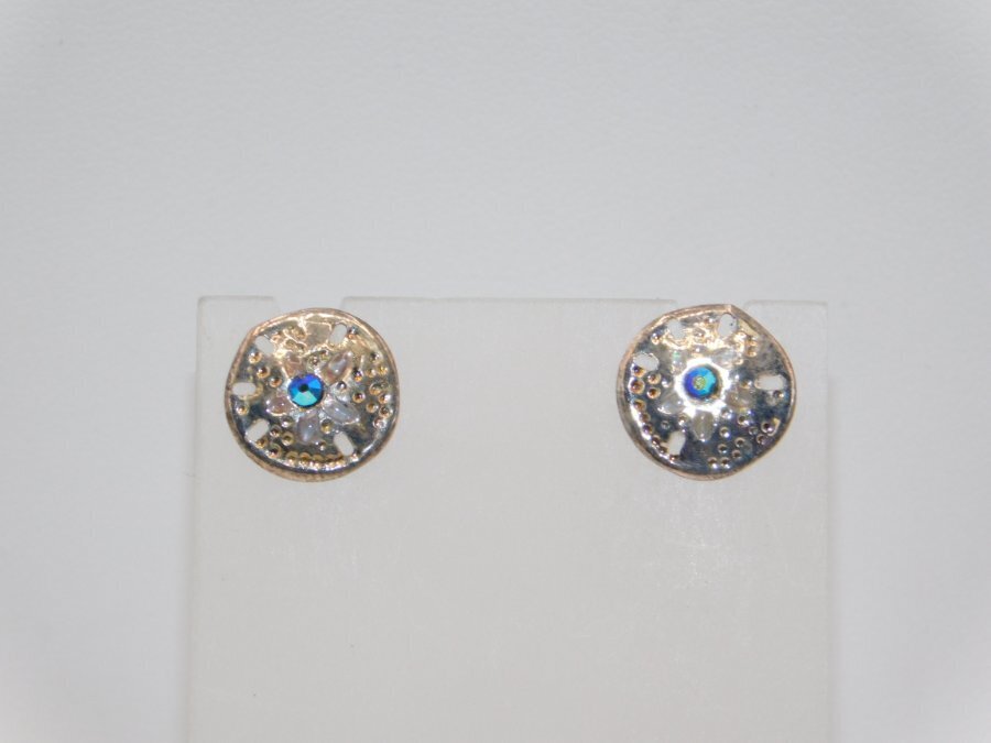 ピアス　No.4864 B486-VINTAGE PIERCED EARRINGS~SILVER TONE/RED AB STONE~1/4