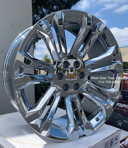 24” CK159 G10 FR55 CHROME WHEELS TIRES Silverado Tahoe Suburban Sierra Yukon - Picture 2 of 9