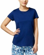 Charter Club Cotton Short-Sleeve Soft Knit Pajama Top Blue Pompador XS