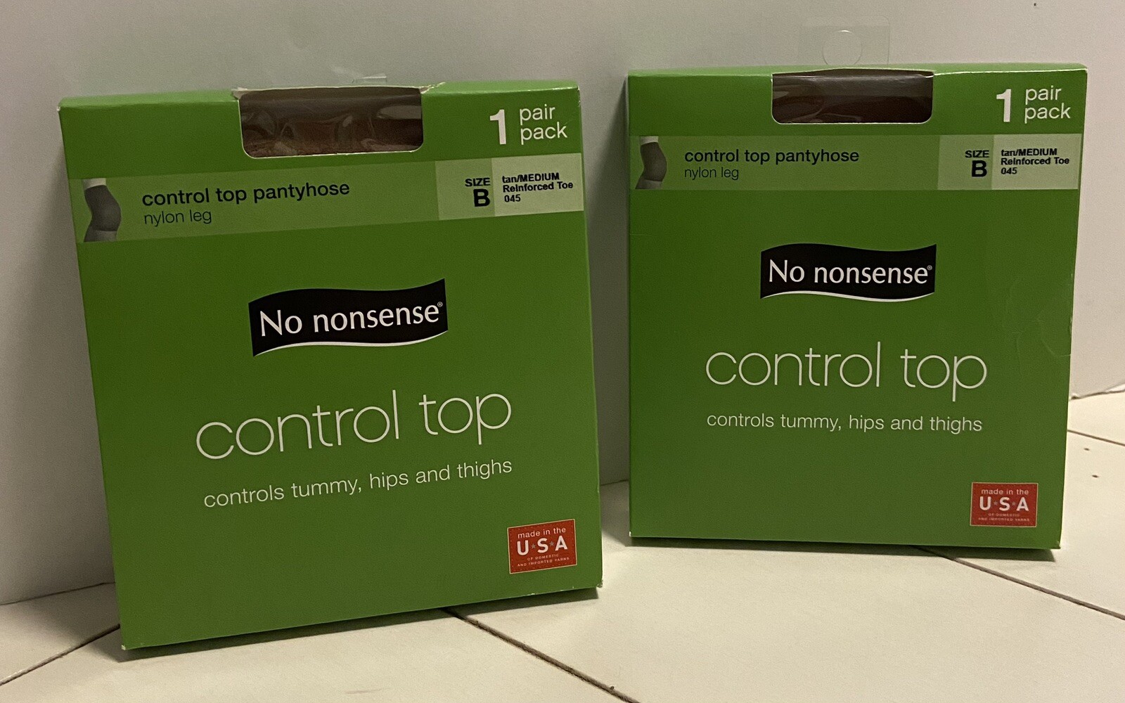 2 No Nonsense Control Top Tan Medium Reinforced Toe Pantyhose Size B R45 USA 70011746839 eBay
