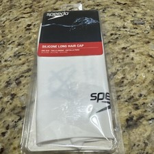 Speedo Solid Silicone Long Hair, Swim Cap White One Size Open Package Cpix