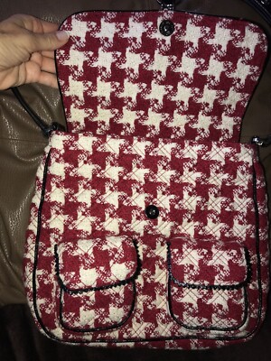 VERA BRADLEY Saddlebag Hipster HOUNDSTOOTH RED TWEED New 