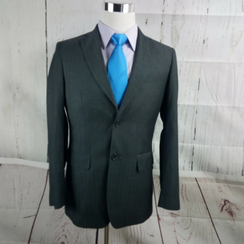 Ferrecci Uomo Super 150's Italian 36R Slim Gray Stripe 2pc Suit 30x28.5 FF - Image 3 of 4