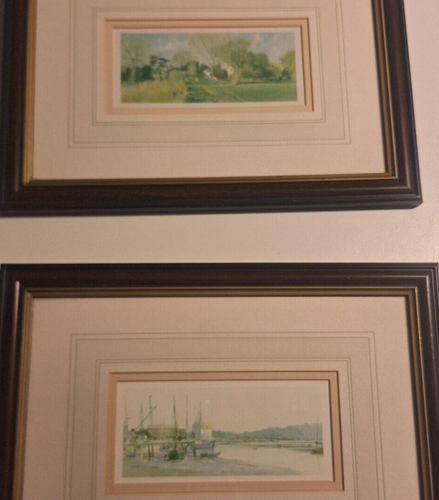 Vintage framed prints Estuary Country House pair art print